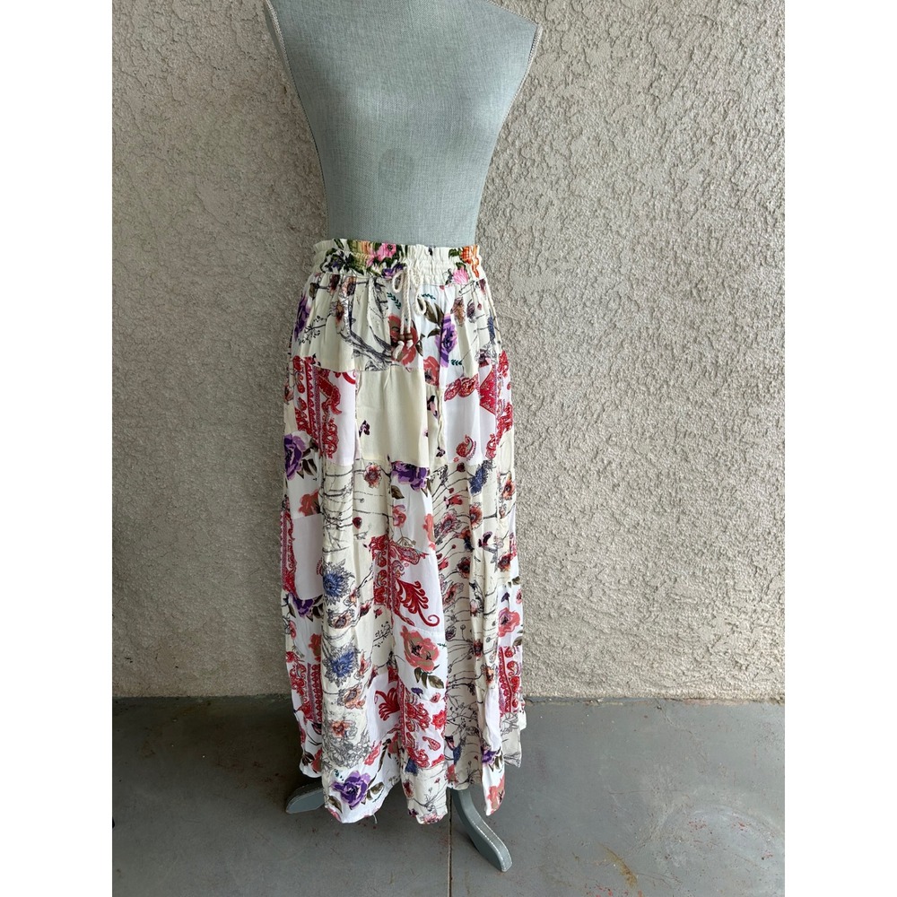 Patchwoork Maxi Skirt Women Free Size Boho Gypsy Whimsical Excellent